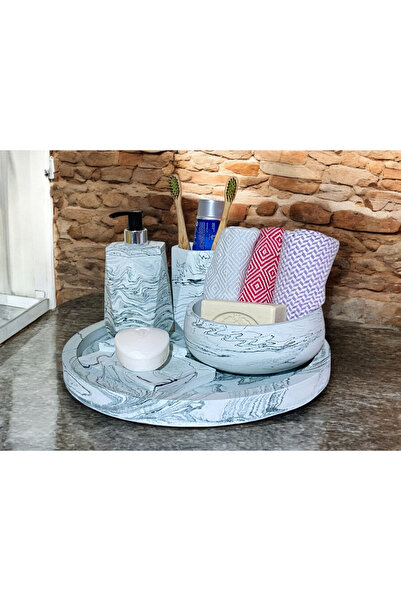 Chiko Mall Set de accesorii pentru baie din beton îmbogățit cu detalii din ma...