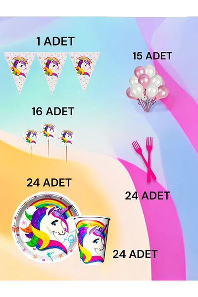 VibeHome Unicorn Themed m Package for 24 - Birthday Parties and Fun Events