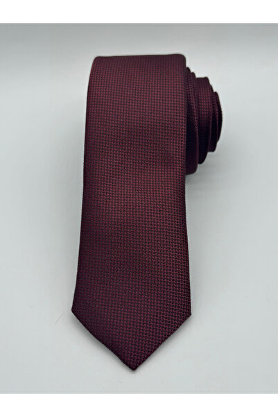 HARES Claret Red Eyelet Handmade Woven Tie & Handkerchief