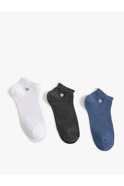 Koton Set de 3 șosete papuci multicolore cu detaliu inimă