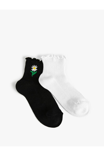 Koton Set of 2 Socks Floral Embroidered Cotton