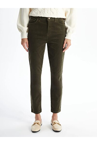 LC Waikiki Lcwaikiki Classic Khaki Slim Fit Velvet Women's Trousers
