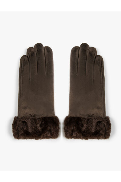 Koton Кадифени ръкавици - изкуствена кожа, подплата и полар отвътре