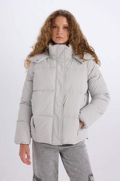 DeFacto Wasserabweisender Puffer, aufblasbarer Mantel, Übergröße, breite Passform, Kapuze, Reißverschluss, Druckknöpfe, A4090ax24wn
