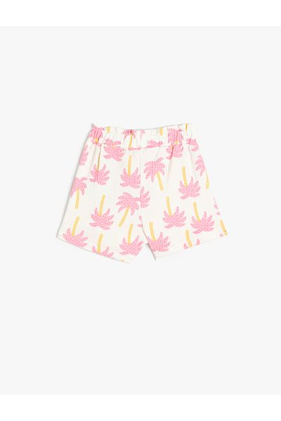 Koton Cotton Palm Tree Printed Shorts - Elastic Waist