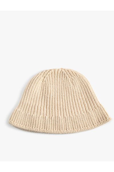 Koton Knitted Bucket Hat Ribbed