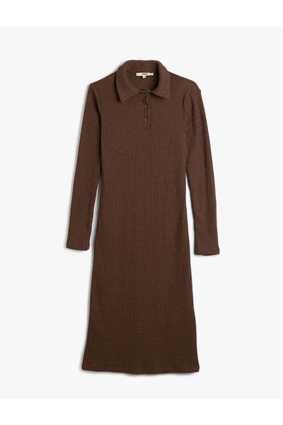 Koton Φόρεμα Polo Λαιμόκοψη Midi Κοτλέ με κουμπιά