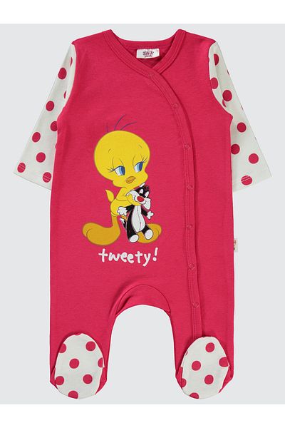 TWEETY 1-6 Months Baby Girl Ecru Jumpsuit - With Booties