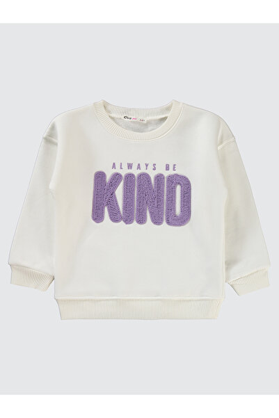 Civil Girls Beautiful Baskılı 2-5 Yaş Sweatshirt - Ekru 4-5 Yaş