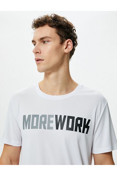 Koton Crew Neck Short Sleeve Sports T-Shirt - Slogan Printed