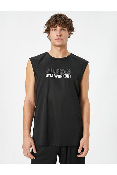 Koton Sports Tank Top Σλόγκαν με στάμπα αμάνικη λαιμόκοψη