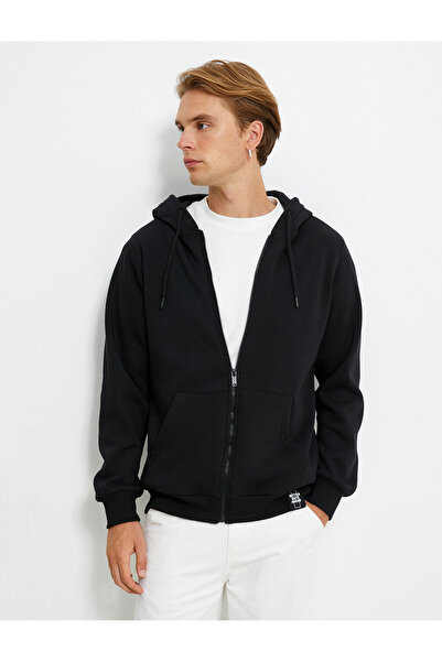 Koton 4wam70029mk 999 Siyah Erkek Pamuk Jersey Sweatshirt