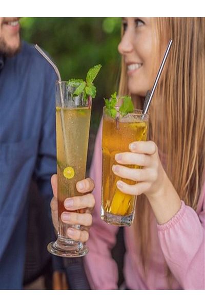 Tor Store Steel Stainless Straw Beverage Soft Drink Straw (4 Pieces)