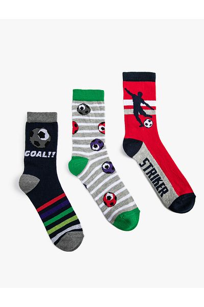 Koton Football Themed Socks Set Multicolored 3-Piece