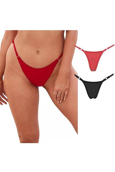 GECKO COLLECTION Women's String Thong Ring Detailed Rope Elastic Panties 2 Pieces
