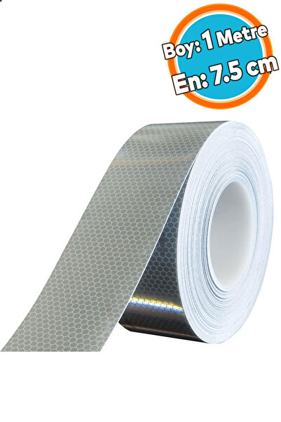 NZB Fosforlu Reflektörlü Bant Beyaz Reflektif Şerit Bant 7.5 cm 1 Metre İkaz ...