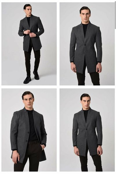 Nokta Moda Ανδρικό παλτό Stamp - Slim Fit, Ιταλικό κόψιμο, Μακρύ παλτό, Γιακάς, Νέα σεζόν