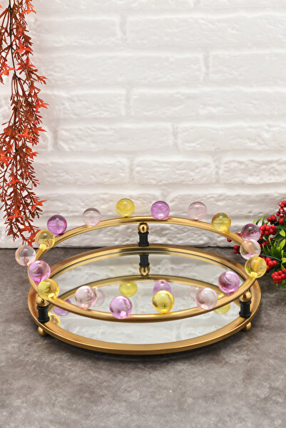 AKSESUAR EVRENİ Livon Kristal Boncuklu Lüks Tepsi Eskitme