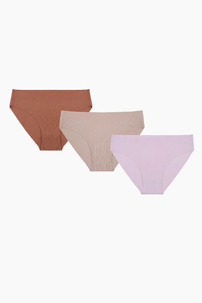 NBB Dusty Rose Light Brown Dark Brown 3-Piece Laser Cut Non-Marking Basic Panties