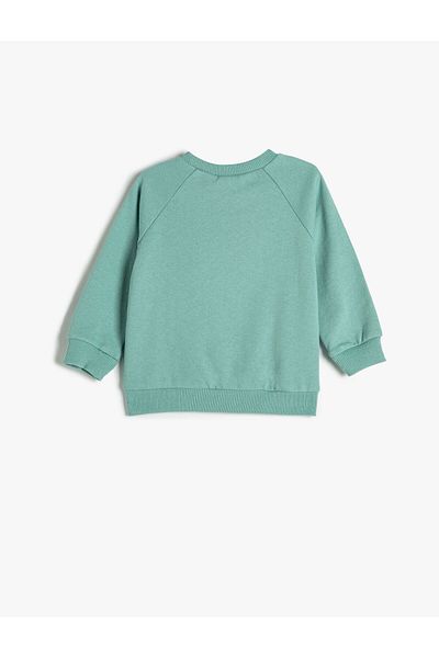 Koton Dinosaur Printed Sweatshirt Long Sleeve Crew Neck Raised Cotton