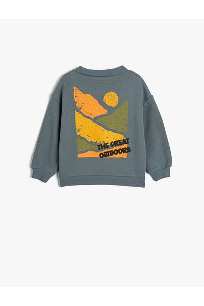Koton Sweatshirt Long Sleeve Crew Neck Print Detailed Raised