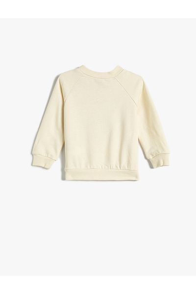 Koton Teddy Bear Printed Sweatshirt Rose Gold Long Sleeve Crew Neck Cotton