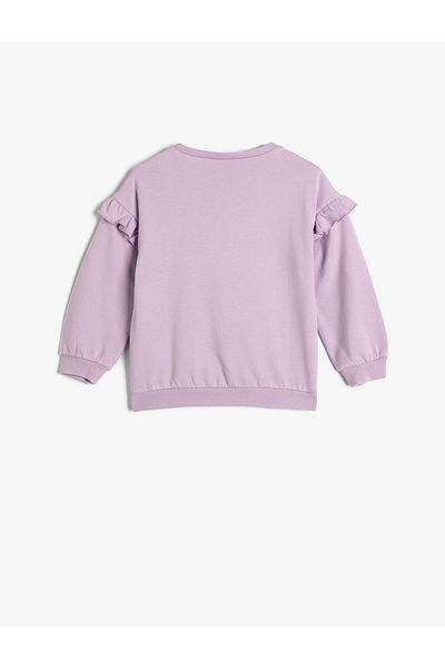 Koton Sweatshirt mit Katzenmuster und detailliertem Langarm-Rundhalsausschnitt aus Baumwolle