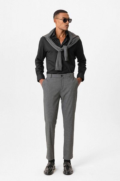 Antioch Men's Black Textured Trousers