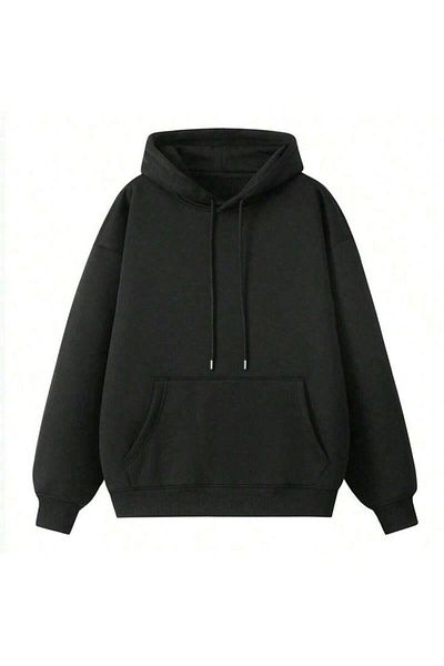 THE WHITE 2 Yarn Black Men's Raised Hooded Sweatshirt