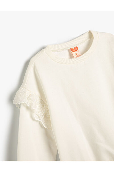 Koton Basic Sweatshirt Ruffled Long Sleeve Crew Neck Raised Cotton