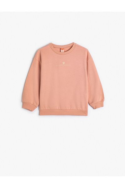 Koton Sweatshirt Long Sleeve Crew Neck Print Detailed Raised Cotton
