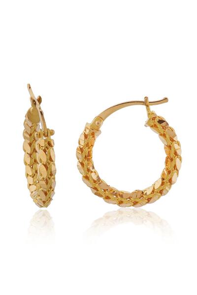 Iryum 22 Ayar Altın Pullu Halka Küpe