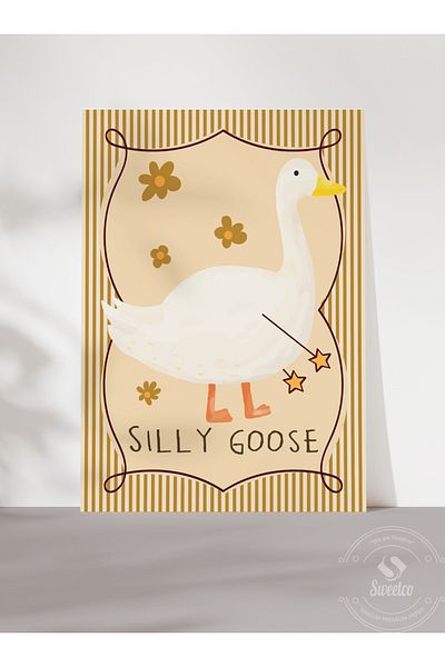 Sweetco Αφίσα χωρίς πλαίσιο Silly Goose Duck |   Πάπια, χήνα, αστεία αφίσα ζώων