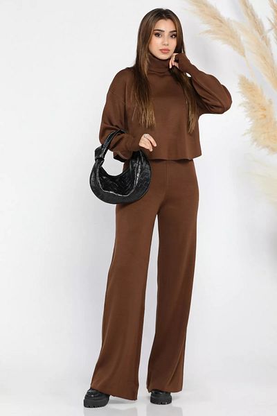 GÜLSELİ Coffee Crop Sweater Trousers Knitwear Double Set