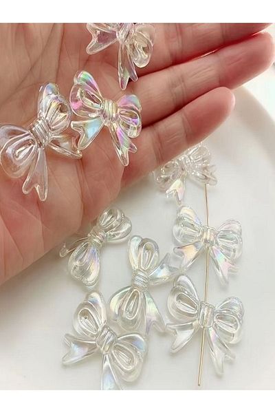 312 KONSEPT 28 mm Acrylic Beads - 10 Pieces Janjan Pearlescent Bow Ribbon