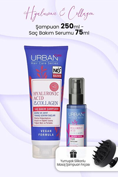 Urban Care Hyaluronic & Collagen Şampuan 250 ml, Serum 75 ml ve Şampuan Fırça...