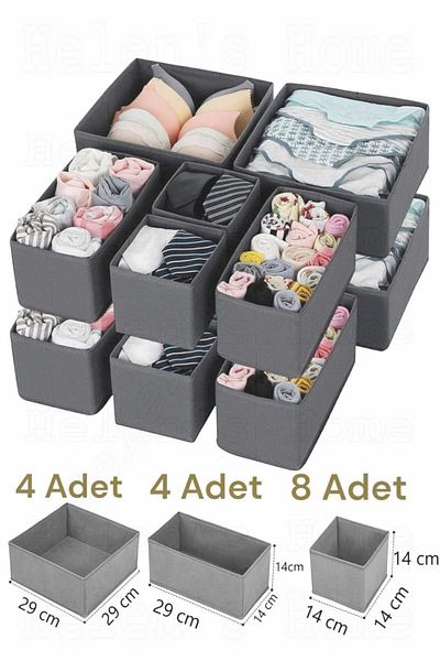 Bayev Coco 16 τεμαχίων Anthracite Συρτάρι Organizer Πετσέτες Κάλτσες Σετ κουτί αποθήκευσης σουτιέν
