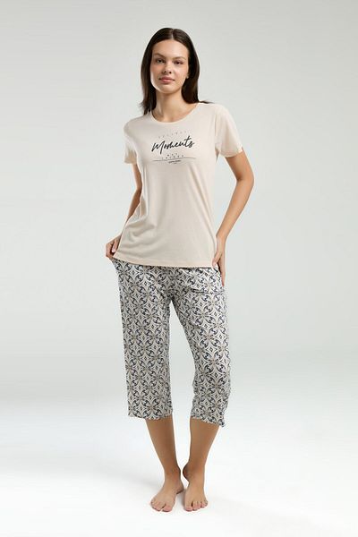 Pierre Cardin Women's Cream Capri Set