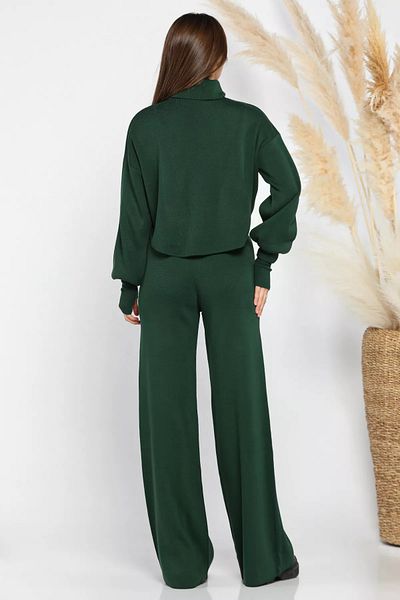 GÜLSELİ Emerald Green Crop Sweater Trousers Knitwear Double Set