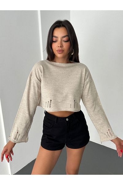 Modamorfo Boat Neck Knitwear Crop