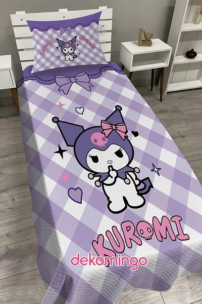 dekomingo Purple Charped Kuromi̇ Baby and Children's Room Pike Set