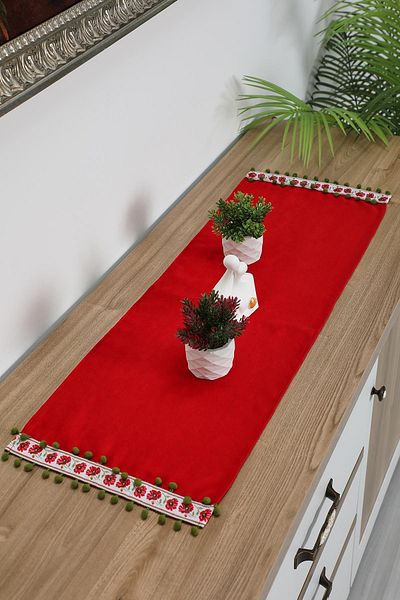 Aisha's Design 90X30 cm Runner - Pattern Stripe and Pompom Detail, R-88K