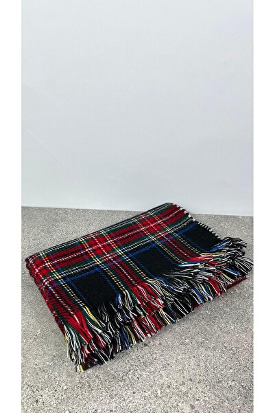 Sobe Hediyelik Double Sided Plaid Wool Shoulder Shawl - 70x190cm - Winter Shawl