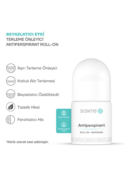 SantePlus Provitamin B5 Içeren Koltuk Altı Beyazlatıcı Terleme Önleyici Antiperspirant Roll-on 50 ml