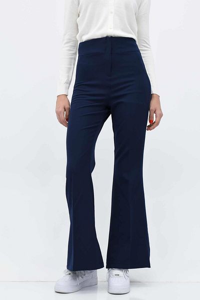 birizmoda Spanish Leg Fabric Trousers - Navy Blue