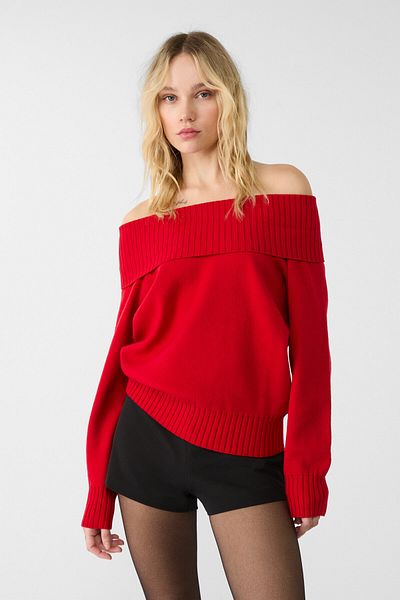Stradivarius Exposed shoulder knit sweater