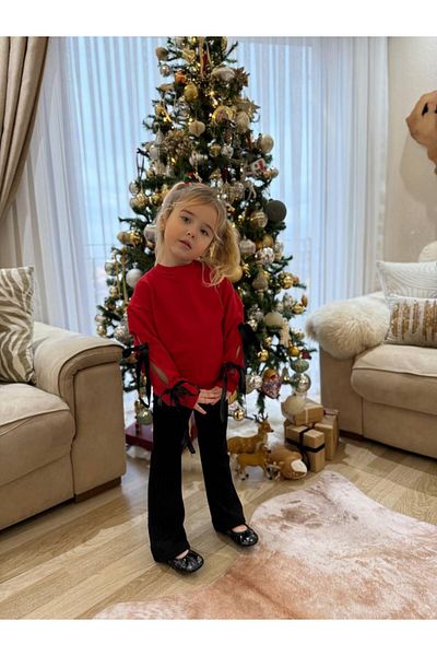 YARENKİDS Red Bow Detailed Suit Set for Girl