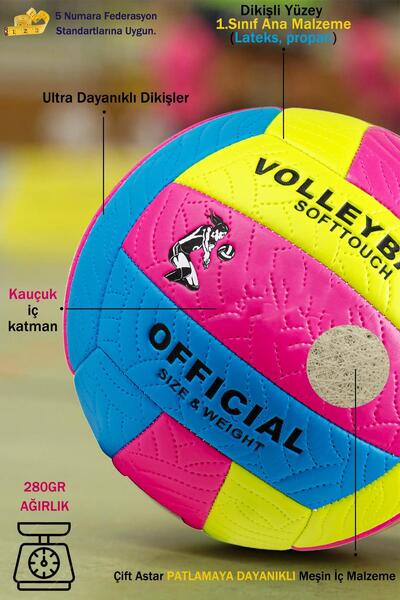 x1marka 1.Kalite Yumuşak Yüzey Dikişli Soft Touch Voleybol Topu İç ve Dış Mekan 5no Çift Astar Eğitici Top