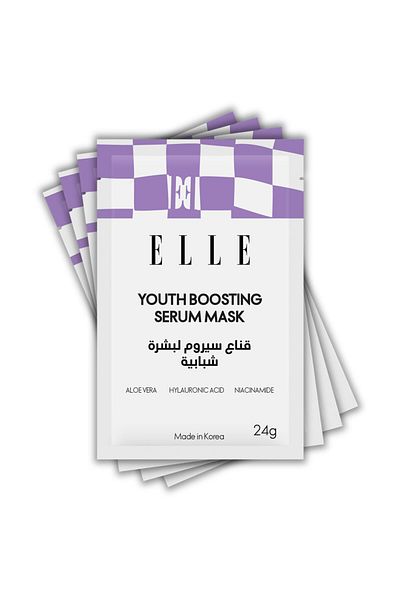 ELLE Youth Boosting Serum Mask – Anti-Aging, Hydrating, Brightening & Firming Mask, Pack of 4