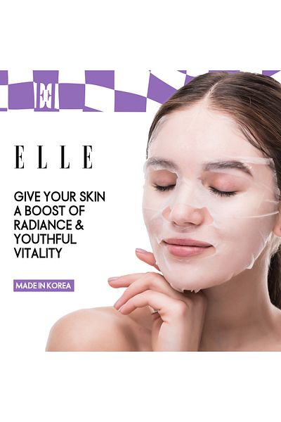 ELLE Youth Boosting Serum Mask – Anti-Aging, Hydrating, Brightening & Firming Mask, Pack of 4